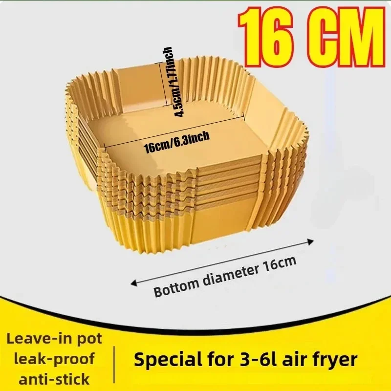 50/100PCS Air Fryer Special Paper Tray Household High Temperature Resistant Oil Absorbing Paper Pad Square Baking Paper Kitchen view 6