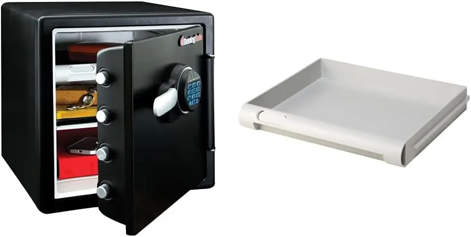 

Огнестойкий и водонепроницаемый стальной домашний сейф, 1,23 кубических фута, 17,8 x 16,3 x 19,3 дюйма, SFW123FUL, черный, многопозиционный безопасный лоток