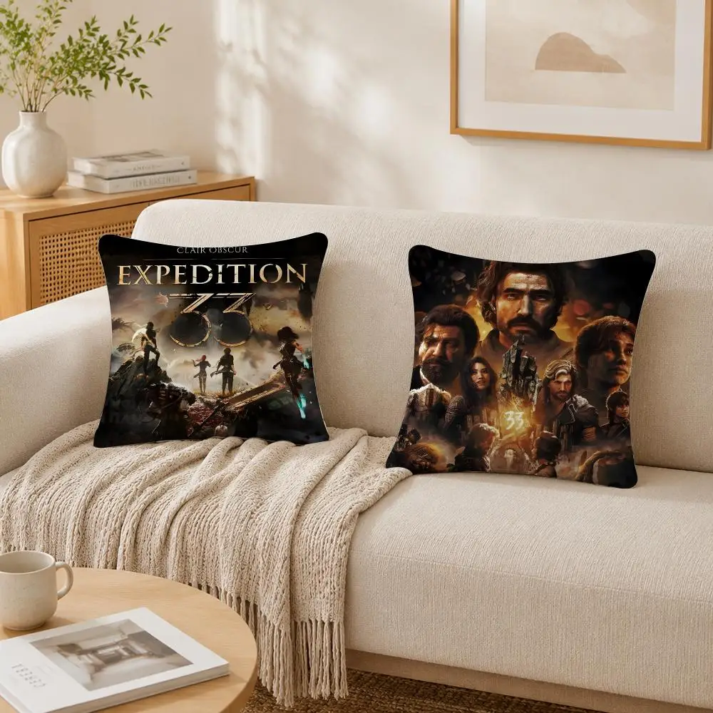 Game C-Clair Obscur Expedition 33 Cushion Cover Plush Decorative Pillow Case With Hidden Zipper Cutecore Room Decor For Home