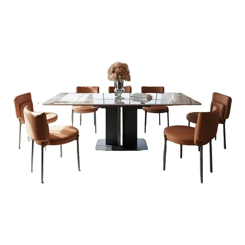 Modern retractable rock slab dining table household extendable dining table restaurant space saving