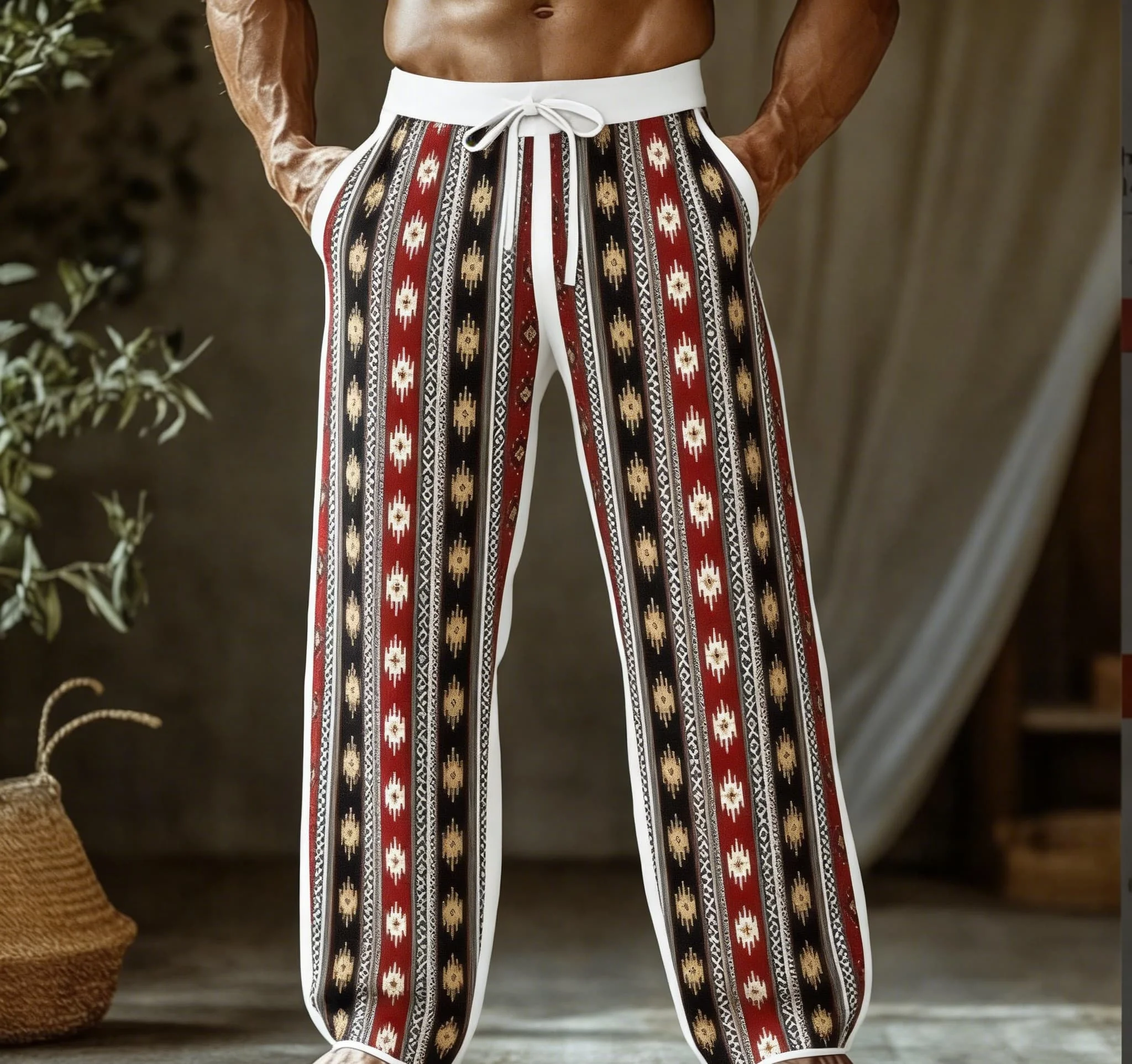 Men's Summer Thin Quick-Dry Hawaiian Beach Pants, Bohemian Style Casual Trousers