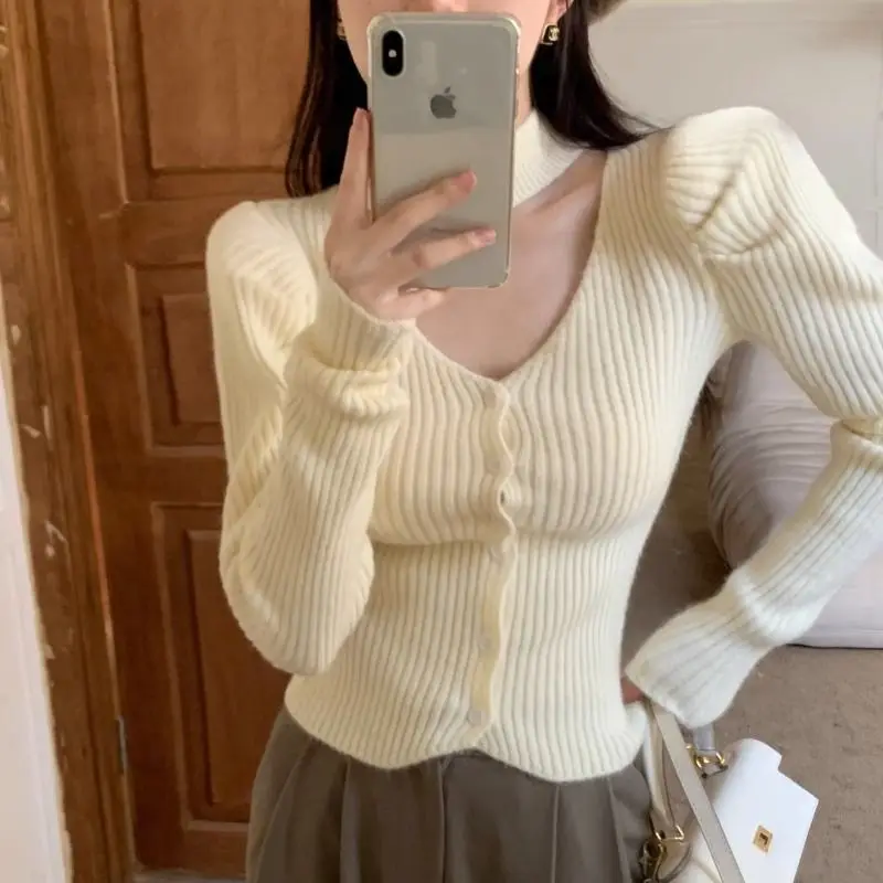 セーター ジャンパー カーディガン レディース ジャージ 韓国風 ハート柄 ボタンダウン コーヒー セクシー スイート ラブリー ウルジャン キュート ファッション OL