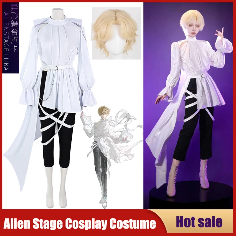 

Anime Alien Stage Cosplay Costume Luka White Shirt Wig Accessories Full Set Role Play Comic Con Dress Hallowmas Party Outfits