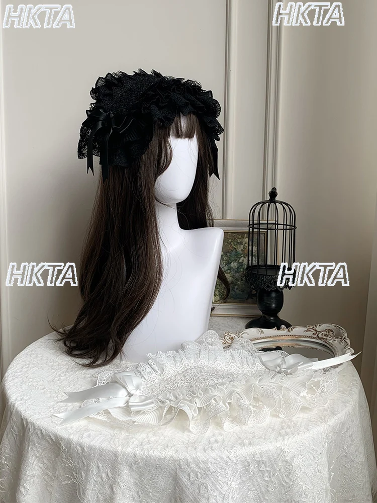 오리지널 레이스 보우 헤어 밴드 패션 다목적 머리 장식 로리타 소녀 작은 항목 다크 고딕 할로윈 헤어 밴드 코스프레 액세서리