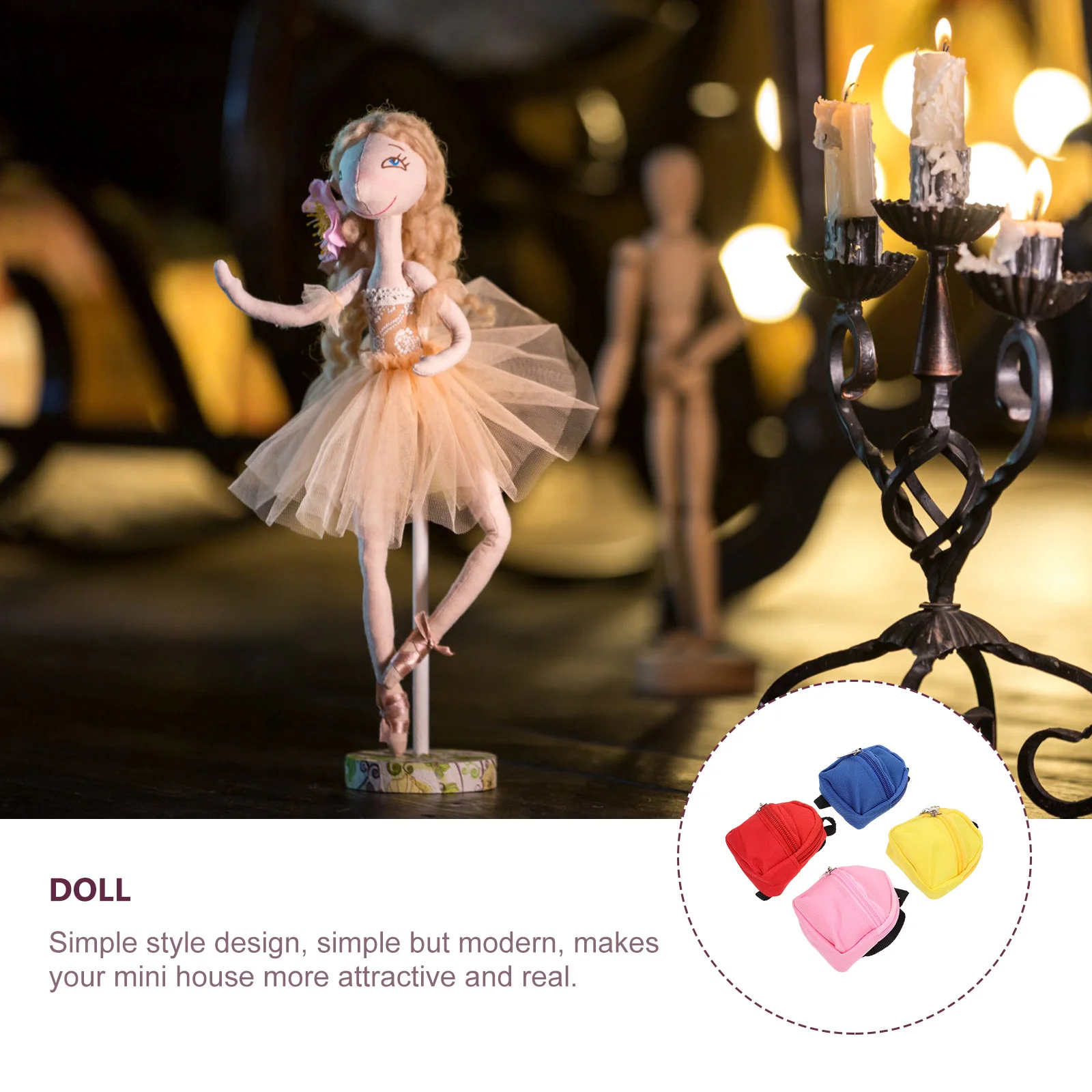 

4Pcs Mini School Backpack Adorable Bag for Mini House DIY Micro Scene Decoration Creative Ornament Accessory Bag