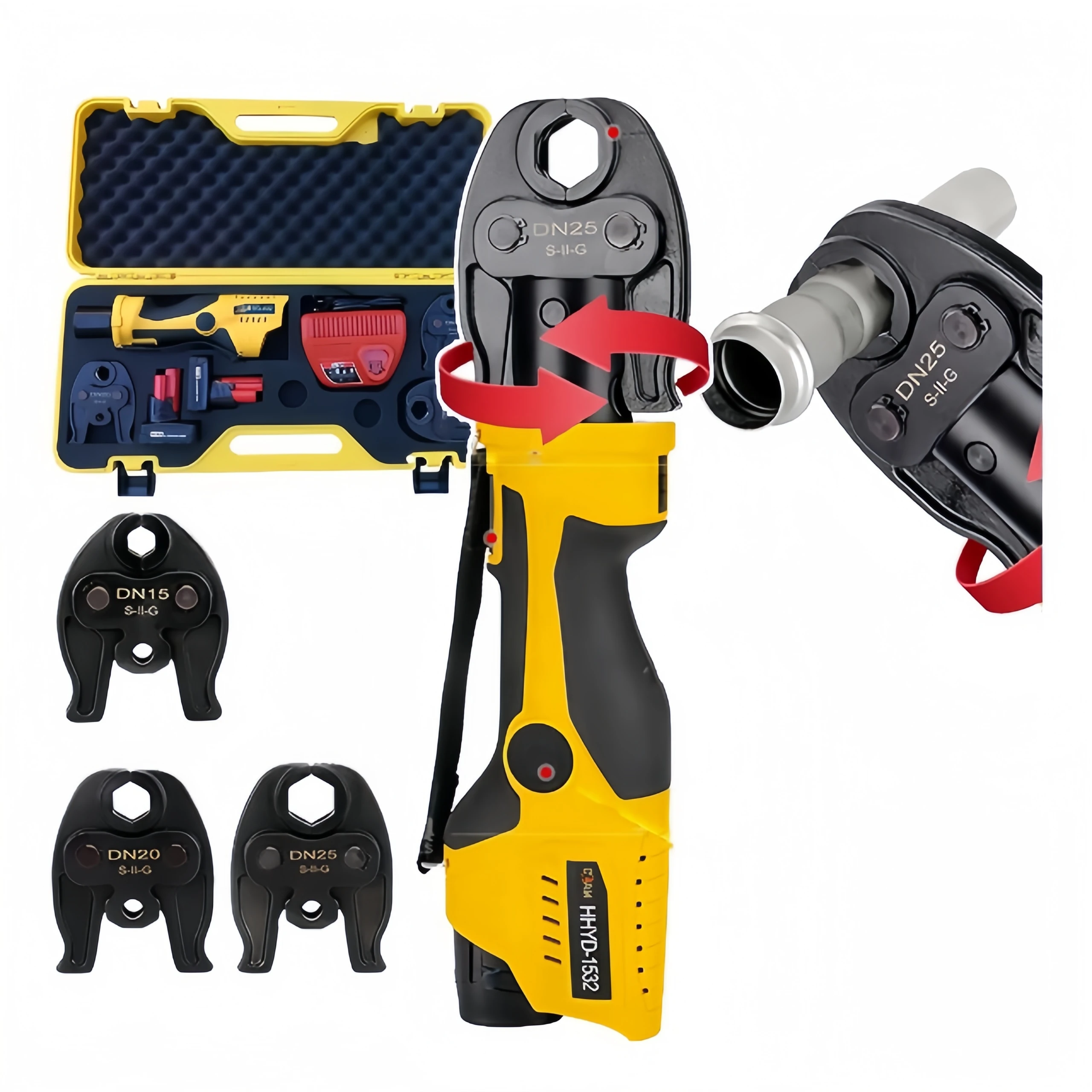 Portable Battery-Powered Industrial Plumbing Tools Kit Set Compact 1/2-1 Pro Press Jaw Crimping For Copper Tube Stainless Steel