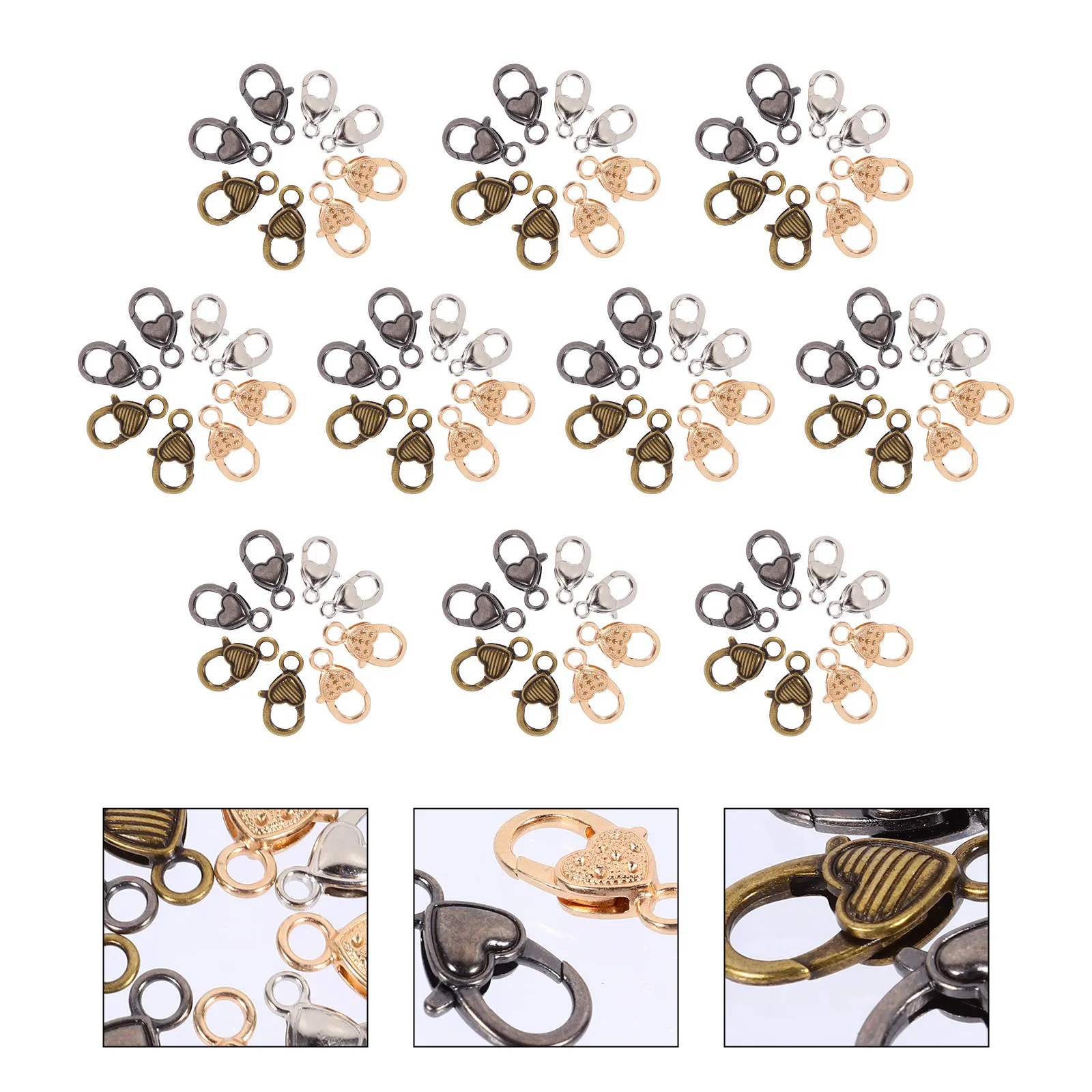 

80 шт. застежек-крючков в форме сердца из сплава для изготовления ювелирных изделий, для браслетов, ожерелий, цепочек для ног, цепочек для свитеров, для рукоделия