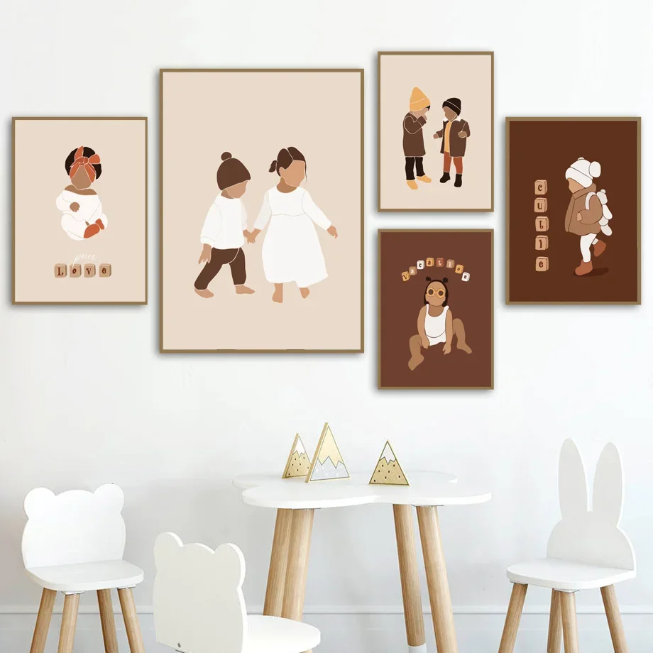 Cute Baby Girl Boy Clothes Boho Wall Art Canvas Painting Nordic Posters And Prints Wall Pictures Kids Room Bedroom Nursery Decor