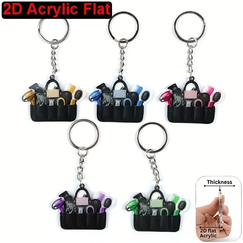 hairdresser keychain 2D flat backpack pendant interesting key chain suitable as a barber shop gift to customers