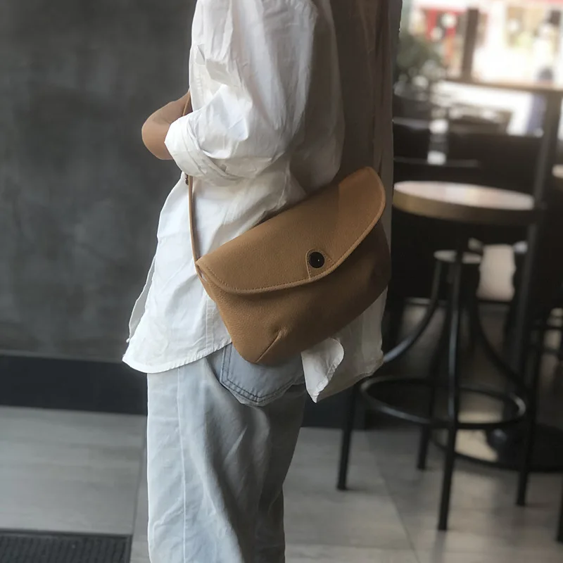 2024 New Envelope Leather Retro Small Bag Messenger Bag Women's First Layer Cowhide Shoulder Japanese Messenger