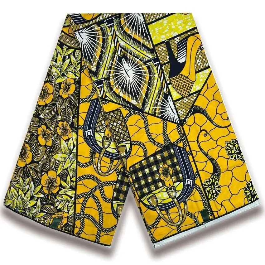 

100% African Wax Fabric Soft Pagne Cotton Material Kente 6YARDS Stuff Blue Batik For Sew New Super Tissu Ankara Good Real Prints
