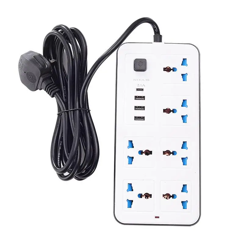 Power Strip 10A 2400W 1/2/3 Way AC Socket EU/US Plug 3 USB Travel Adaptor with Switch 2m Extension