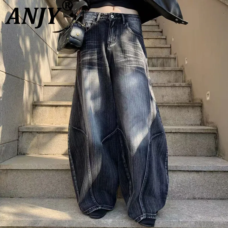 

ANJY весна осень новые женские мешковатые джинсы потертые джинсы винтажная универсальная уличная одежда хип-хоп модные широкие брюки A13244
