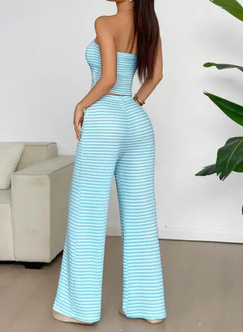 Y2K Hot Girl Sexy Strapless Wide-Leg Pants Suit Women's Clothing 2025 Autumn