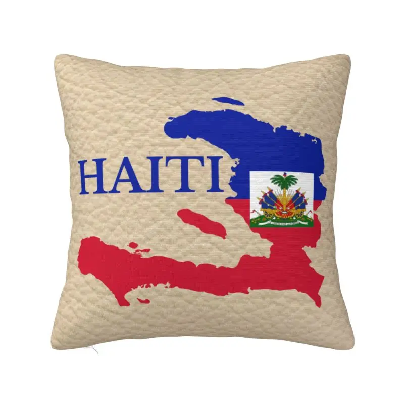 Custom Haiti Map Flag Throw Pillow Covers Decoration Nordic Cushion Decoration Salon Square Pillowcase