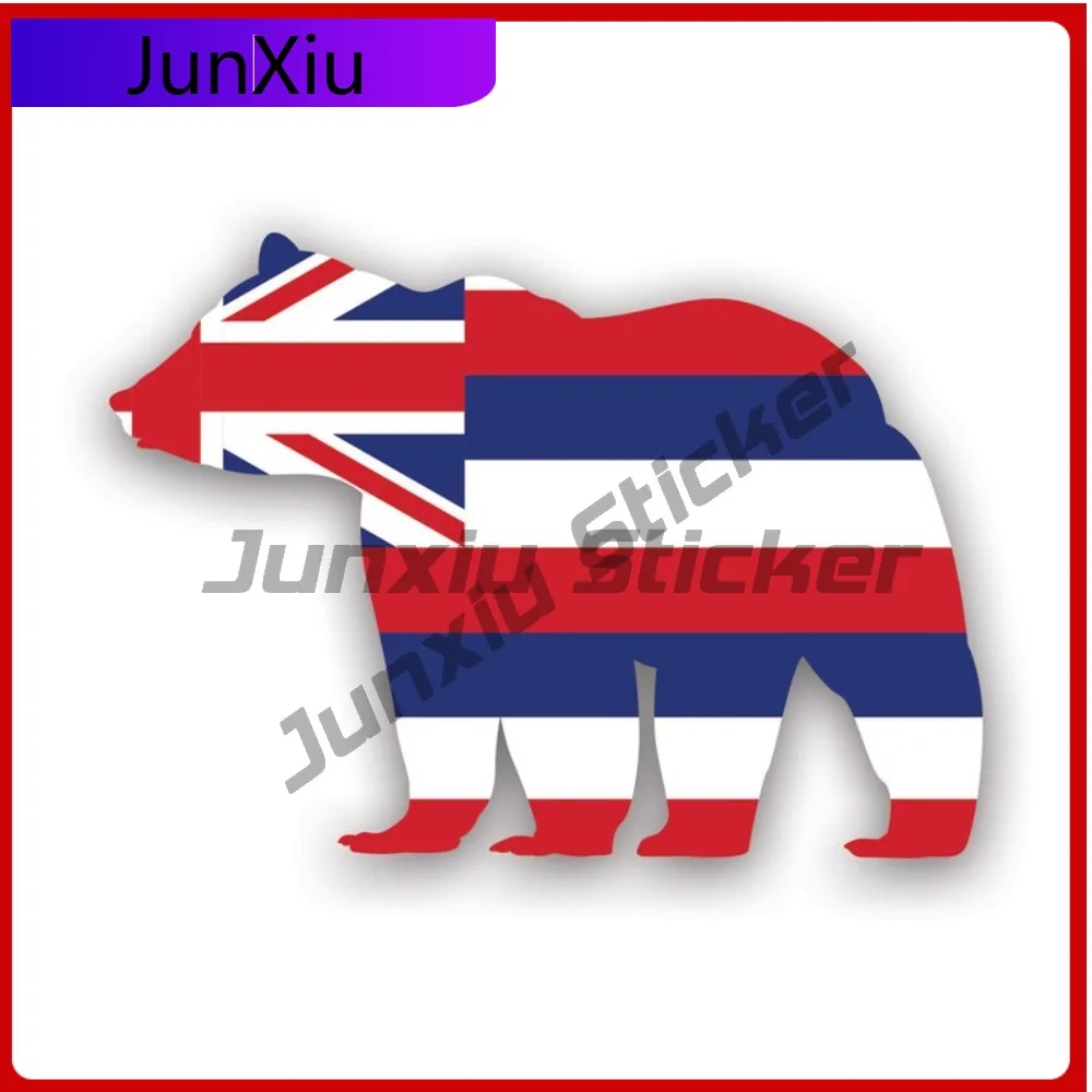 

Hawaii Bear Flag Waterproof Sun Resistant Racing For Helmet Truck Rear Windshield Easy To Remove No Residue Decoration Weather