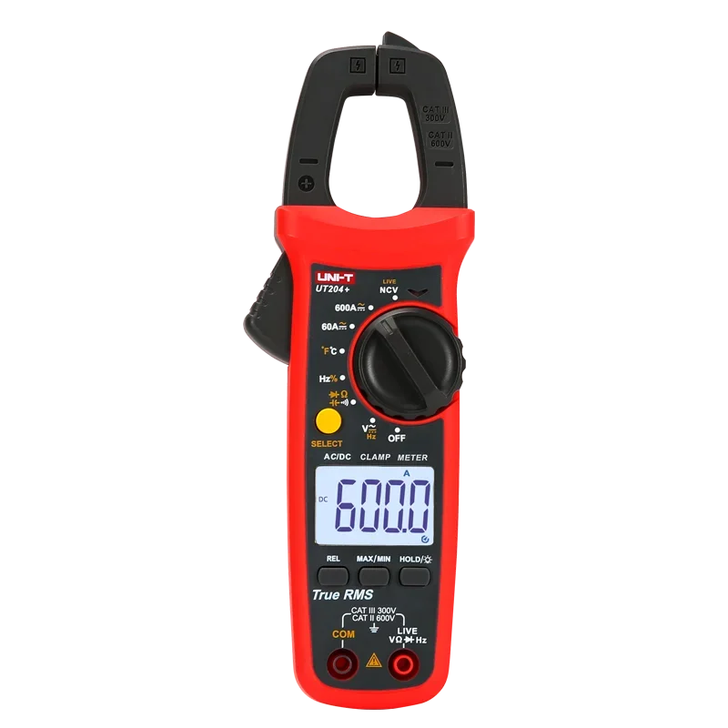UT204+ Digital AC DC Voltage Clamp Meter Multimeter True RMS 400-600A Auto Range Voltmeter Resistance Test