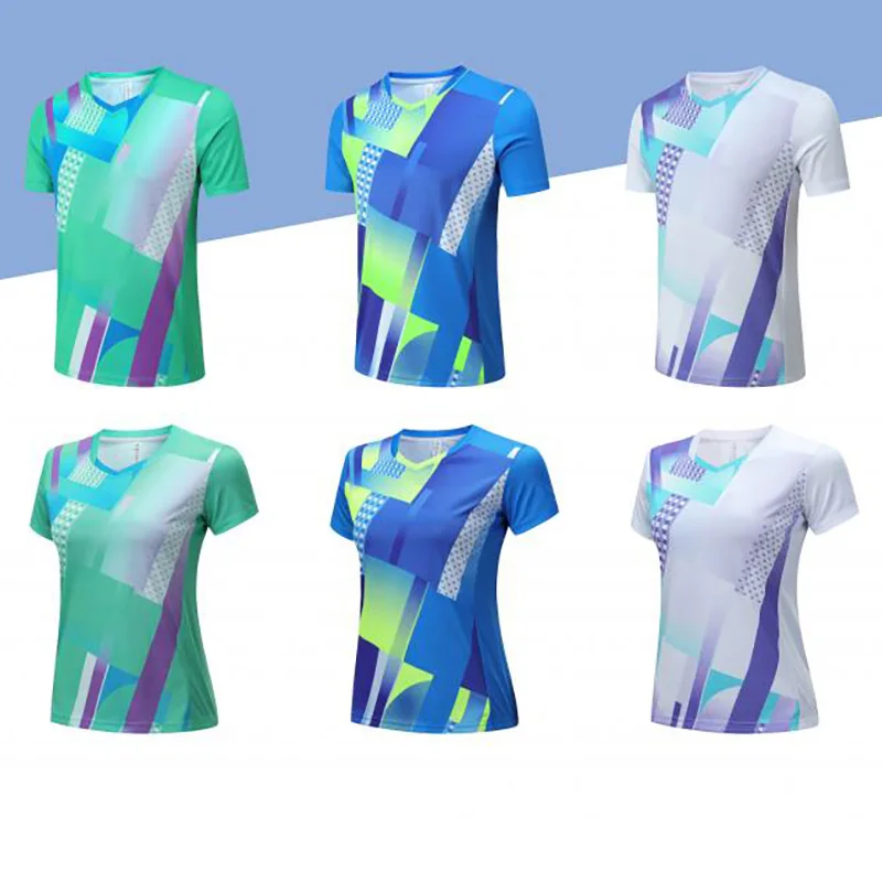 T-shirt de sport de badminton imprimé pour hommes, 100% polyester, coupe à séchage rapide, tennis de table professionnel, haut sportif