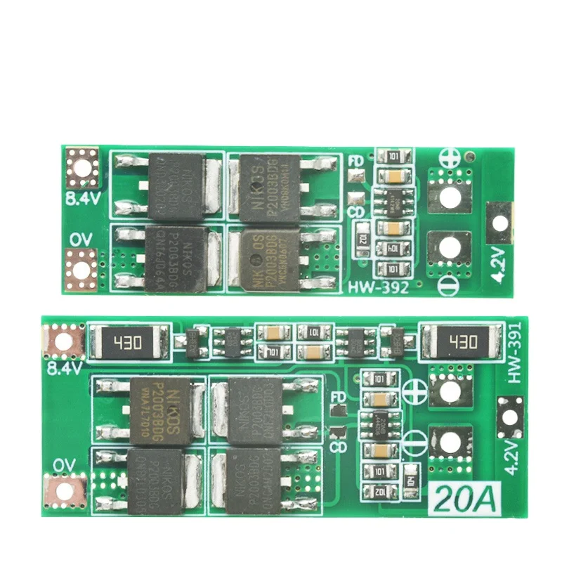 2S 7.4V/8.4V 18650 Lithium Battery Protection Board - 20A Current with Balancing Function, Balanced Version. .