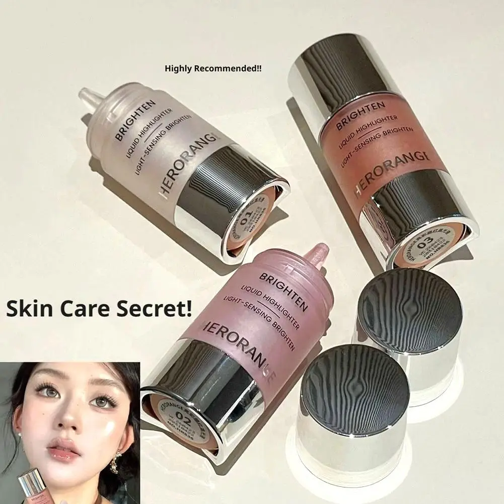 Light-Sensing Brighten Liquid Highlighter Blush, Korean Dewy Sheer Makeup, Watery Glow Liquid Illuminator for Face Brightening