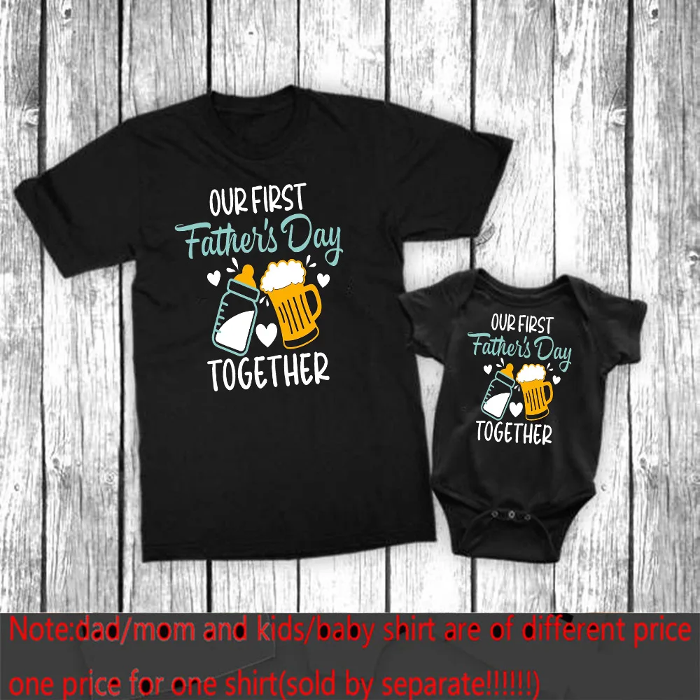 Our First Father\'s Day Daddy Baby Family Matching Clothes Tops Dad Boys Girls Holiday Party Outfit Papa T-shirt Baby Bodysuits