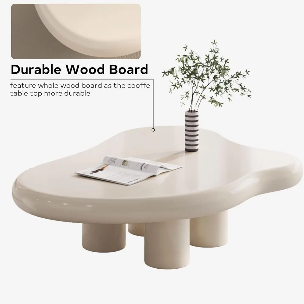 Small Coffee Café Table,Live Edge Coffee Table, Cute Cloud-ShapeTable, with 4 Short Legs,Funky Contemporary  Low Coffee Table