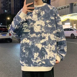 Suéter sin capucha Tie-dye para hombre y mujer, ropa informal suelta con cuello redondo, diseño de pintura de tinta, tendencia superior, Otoño, nuevo