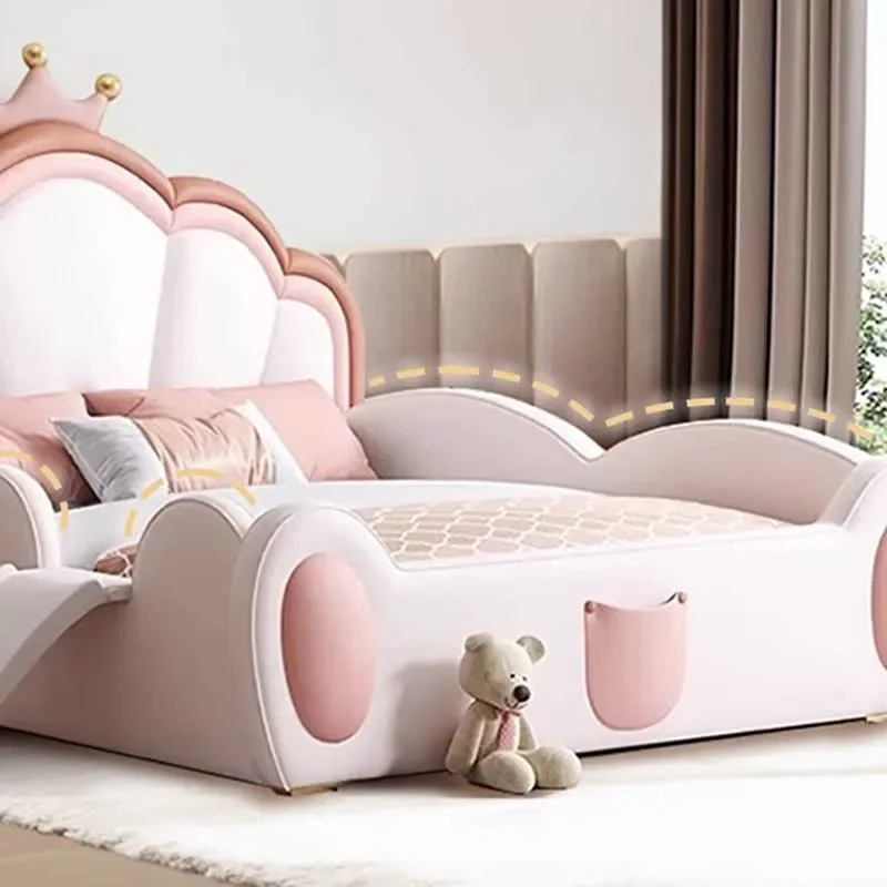 Kids European Double Bed Modern Wood Drawers Aesthetic Frame Double Bed Girl Nordic Letti Matrimoniali Bedroom Furniture