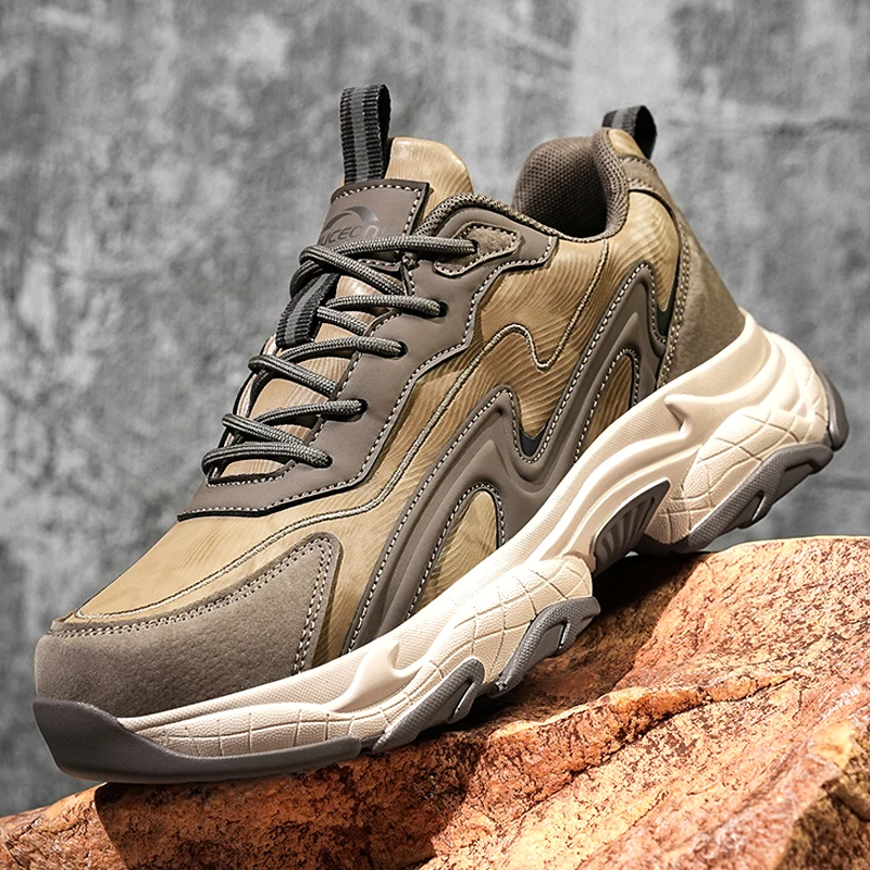 

Winter Autumn Men's Fashion Dad Shoes - Leather Upper Non-Slip Wear-Resistant Casual Sports Sneakers