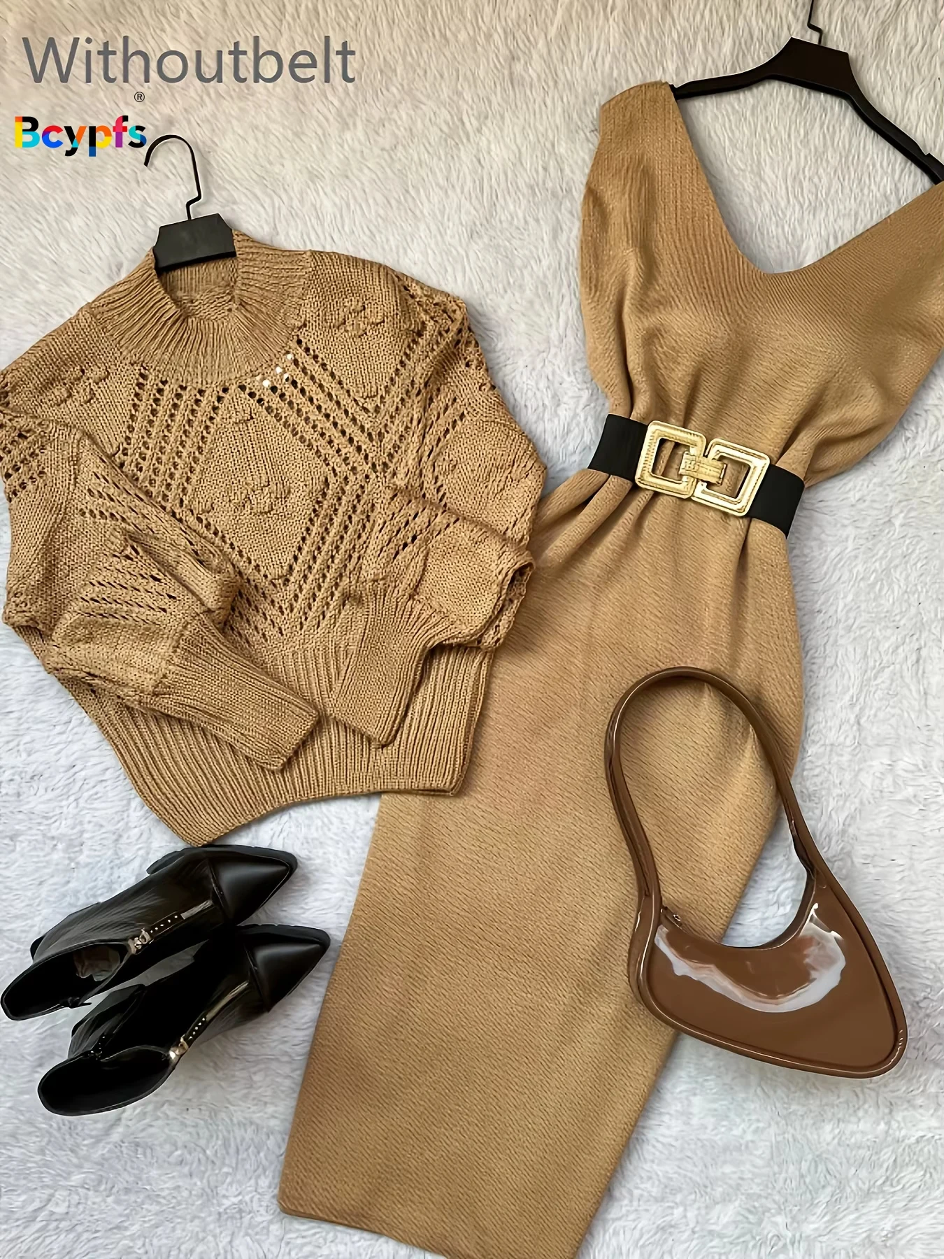 

Новое поступление, женский комплект из двух частей вязаного свитера | Весенне-осенний повседневный офисный модный наряд | Холло на одно плечо