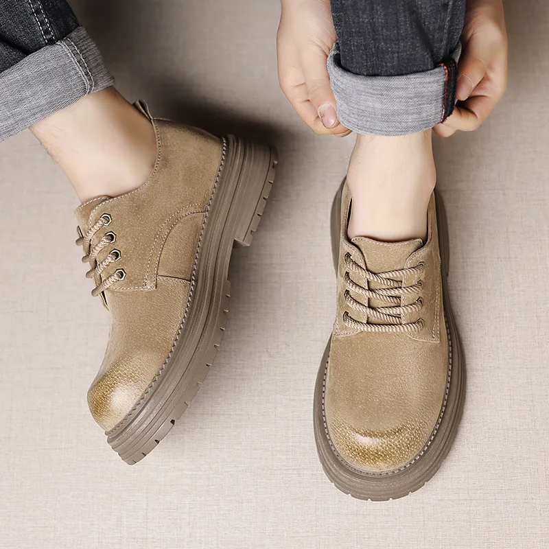 

Мужские туфли 2026: Новинка весенней коллекции, классические британские мужские ретро-ботинки в рабочем стиле, универсальные деловые кожаные туфли без меха