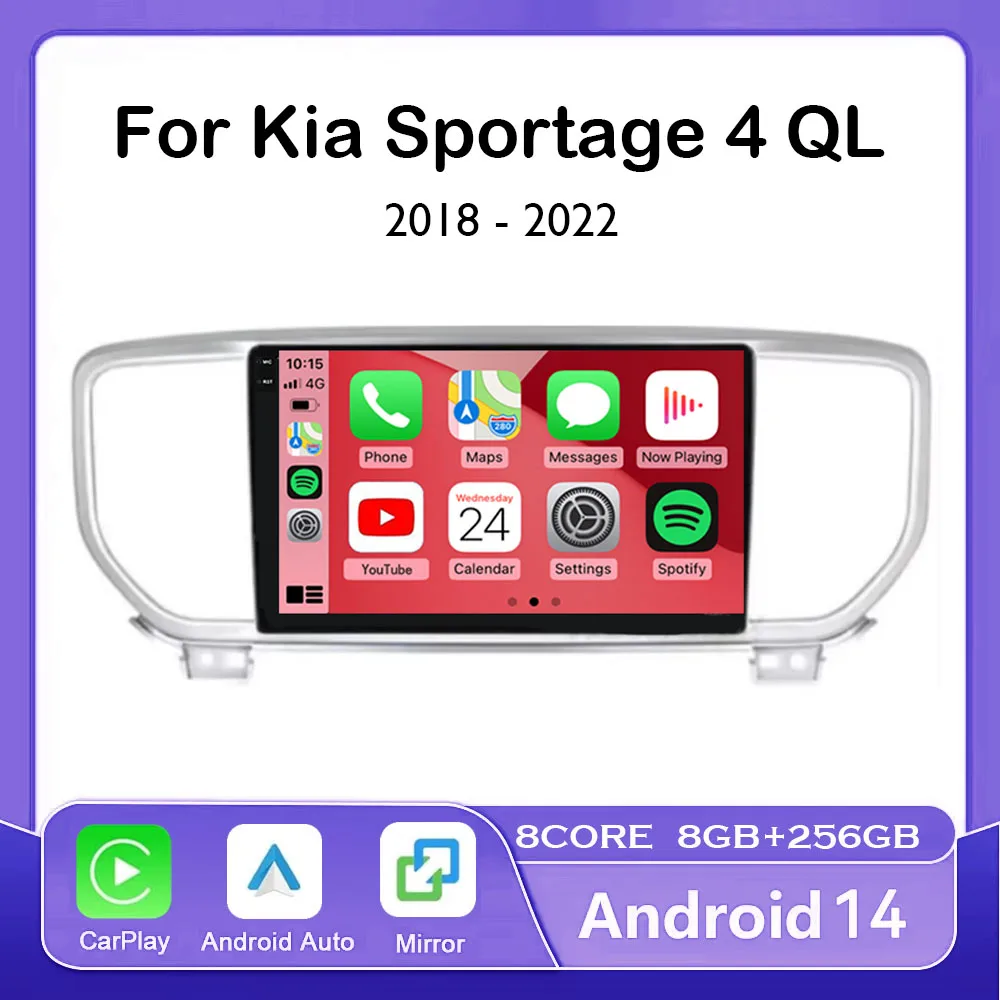 

Для Kia Sportage 4 QL 2018-2022 Android 14 Беспроводной Carplay Автомобильный Радио Навигация GPS Мультимедийный Плеер Стерео Wi-Fi + 4G Auto BT