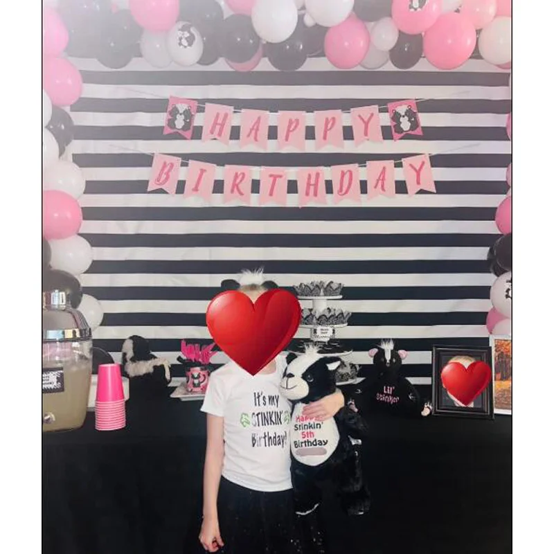 Rayas horizontales blancas y negras, patrón de fondo de advertencia, gráfico moderno, retrato de fiesta de cumpleaños, accesorios de estudio fotográfico