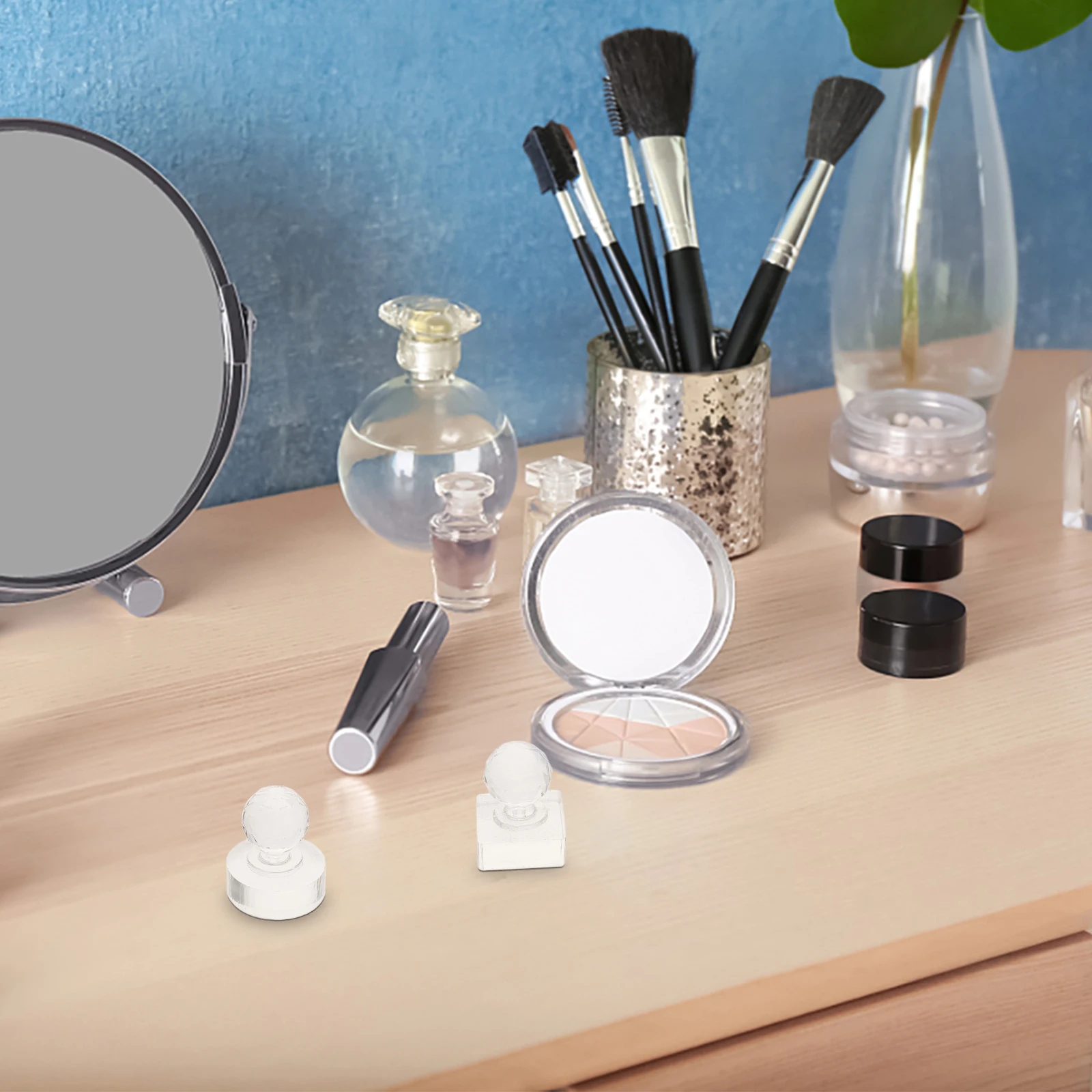 

2pcs Platen Tool Eyeshadow Stamper Empty Metal Pans Plastic Depotting Applicator Makeup Repair Pressing Tool BlusherStamp