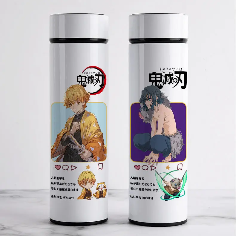 Anime Demon Slayer Blade Temperature Stainless Steel Smart Thermos Cup Cartoon Kamado Nezuko Tanjuurou Kibutsuji Muzan Water Cup