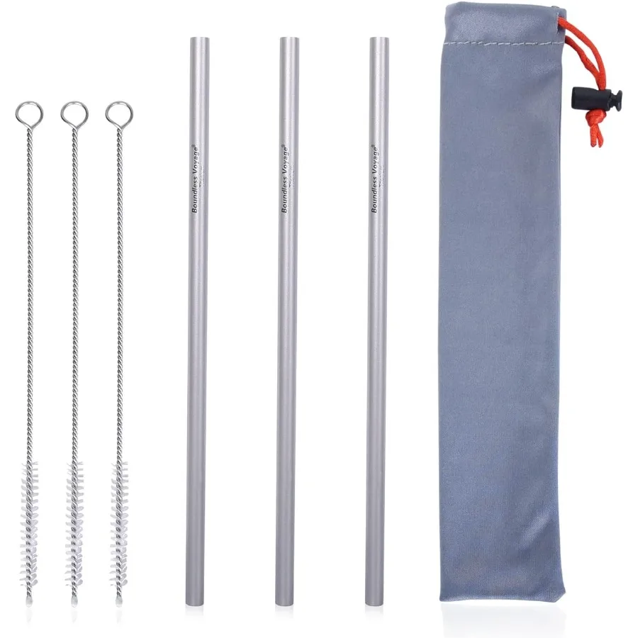 

Титановая соломинка, прямая, многоразовая, для здорового питья, длинная, с чистящей щеткой, сверхлегкая, для путешествий, для воды, столовые приборы для улицы C