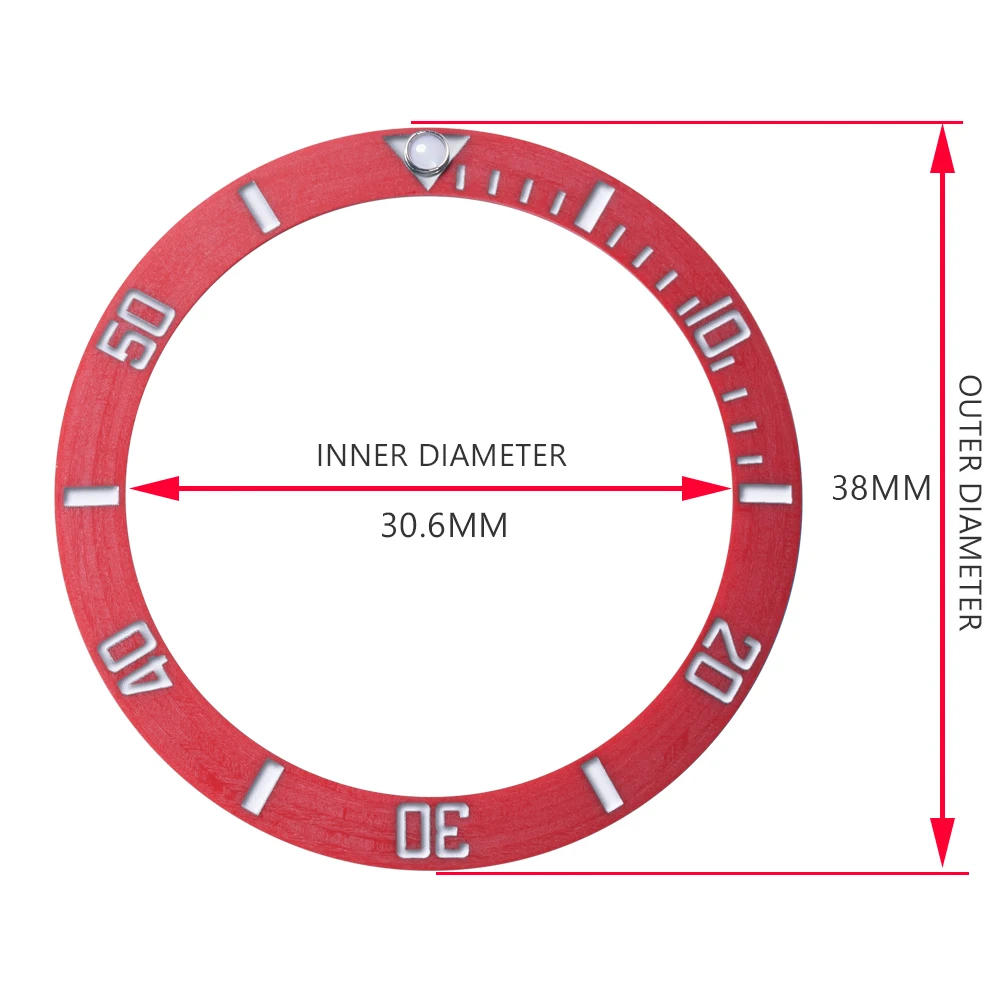 Top Carbon Fiber Bezel Inserts 30.6mm*38mm Modification Watch Case Ring Parts Matte Black Slopping Bezel 38MM 12 Colors