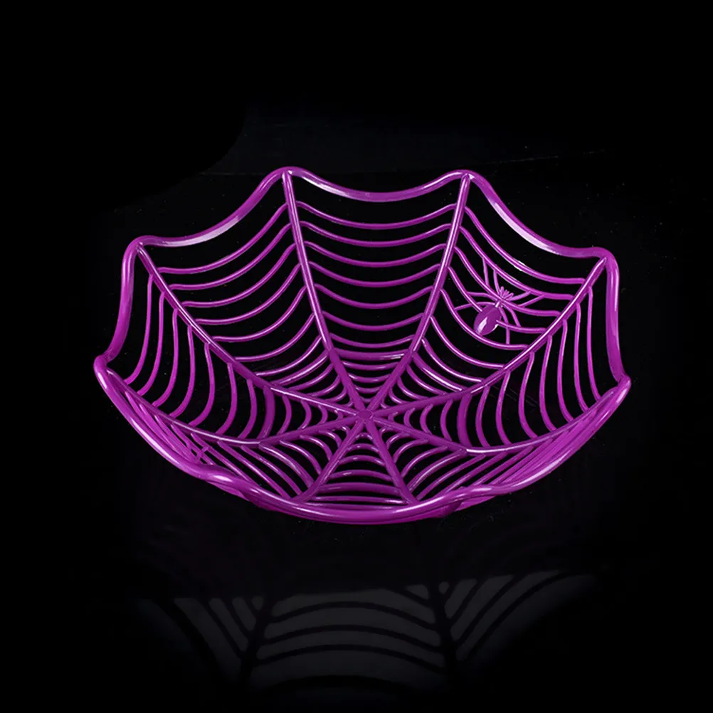 3Pcs Creepy Crawl Spider Web Fruit Basket Candy Bowl Halloween Decor Spooky Party Table Centerpiece for Hotel Cafe Shop