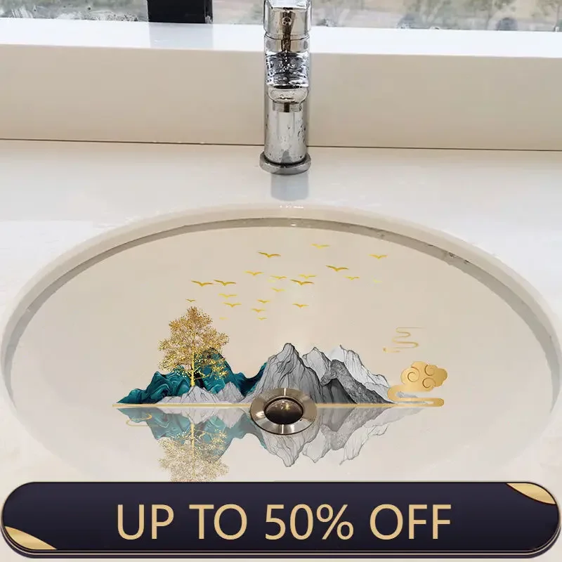 Toilet toilet sink tile stickers Waterproof wallpaper self-adhesive decorative painting shade refurbished stickers