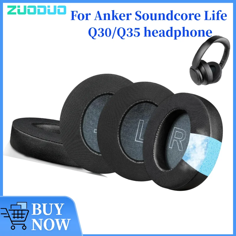 

ZUODUO Leather Sleeve Cooling Gel Replacement Earpad for Anker Soundcore Life Q30/Q35 Headphone
