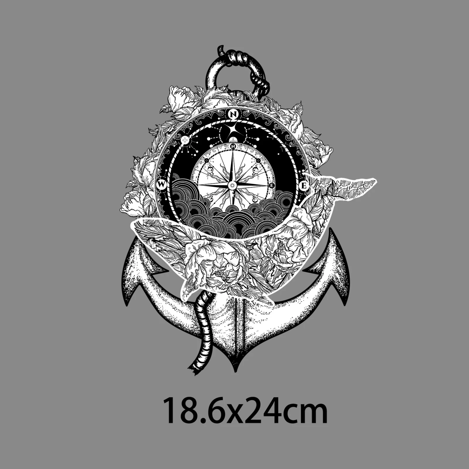 Beautiful Whale Clock Heat Transfer Vinyl Anchor Patch Iron On Transfer For Clothing Animal Stripes Thermal Sticker On Clothes