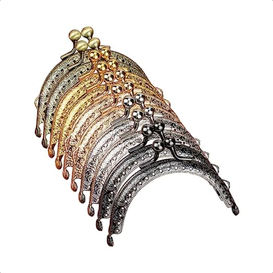 

10Pcs Coin Purse Clasp 5 Color Purse Clasp Frame 3.3 Kiss Clasp Lock Metal Purse Frame for Purse Making DIY Handle Bag Sewing