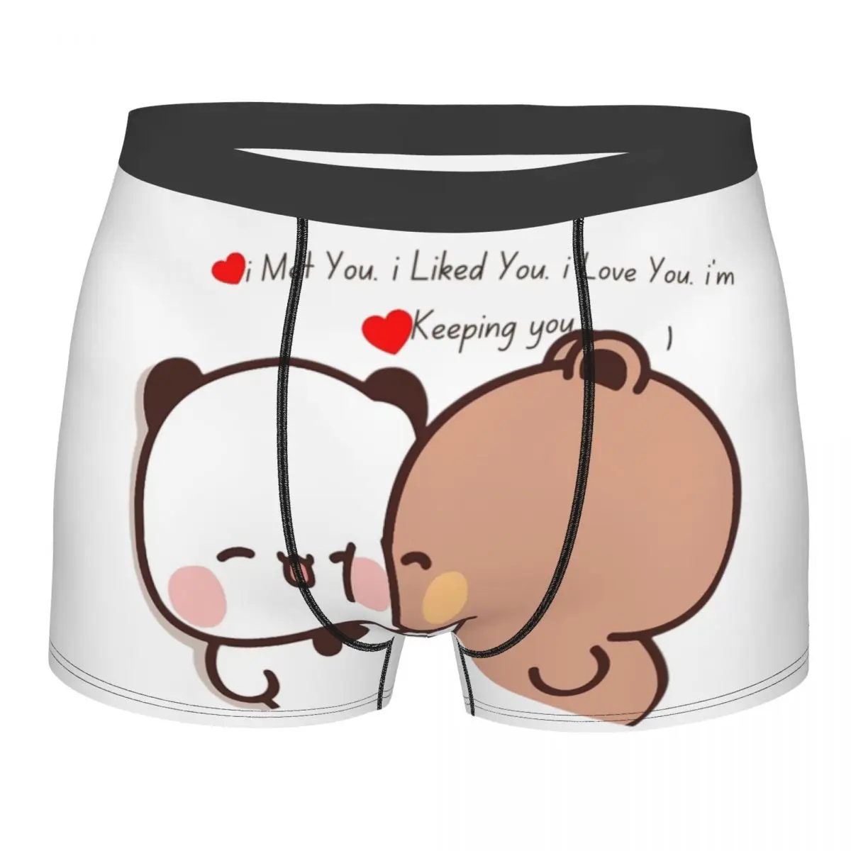 Custom Bubu And DuDu Hugging Panda Bear And Browne Love Underwear Men Stretch Boxer Briefs view 6