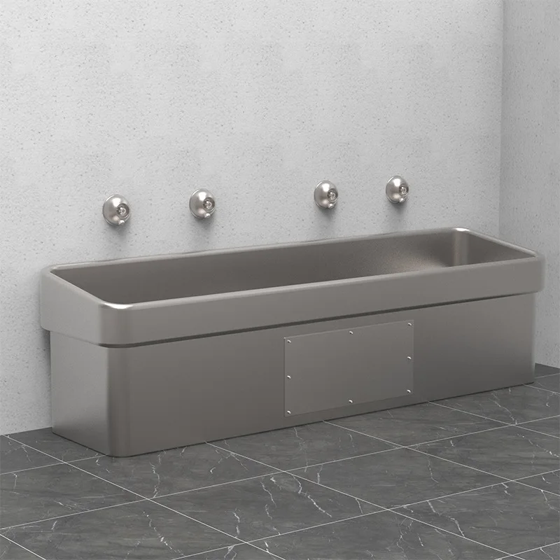 304 stainless steel sink: Manufacturer supplies floor-standing multi-seat prison stainless steel sink sink with slope