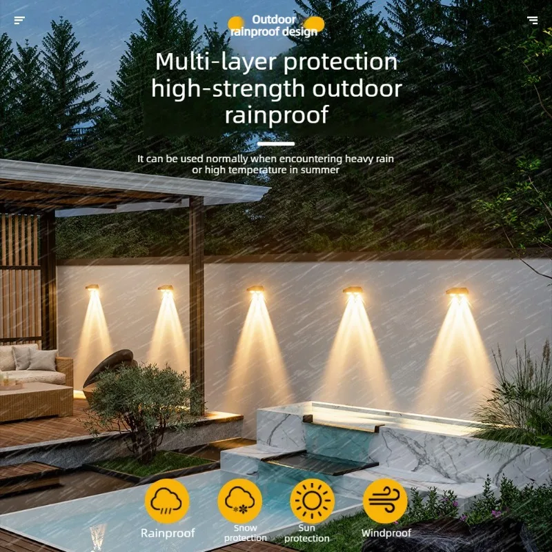 2/3Led Solar Powered Outdoor Lights Automatic Waterproof for Wall Deck Patio Steps Yard Garden LED Landscape Lighting Fixture