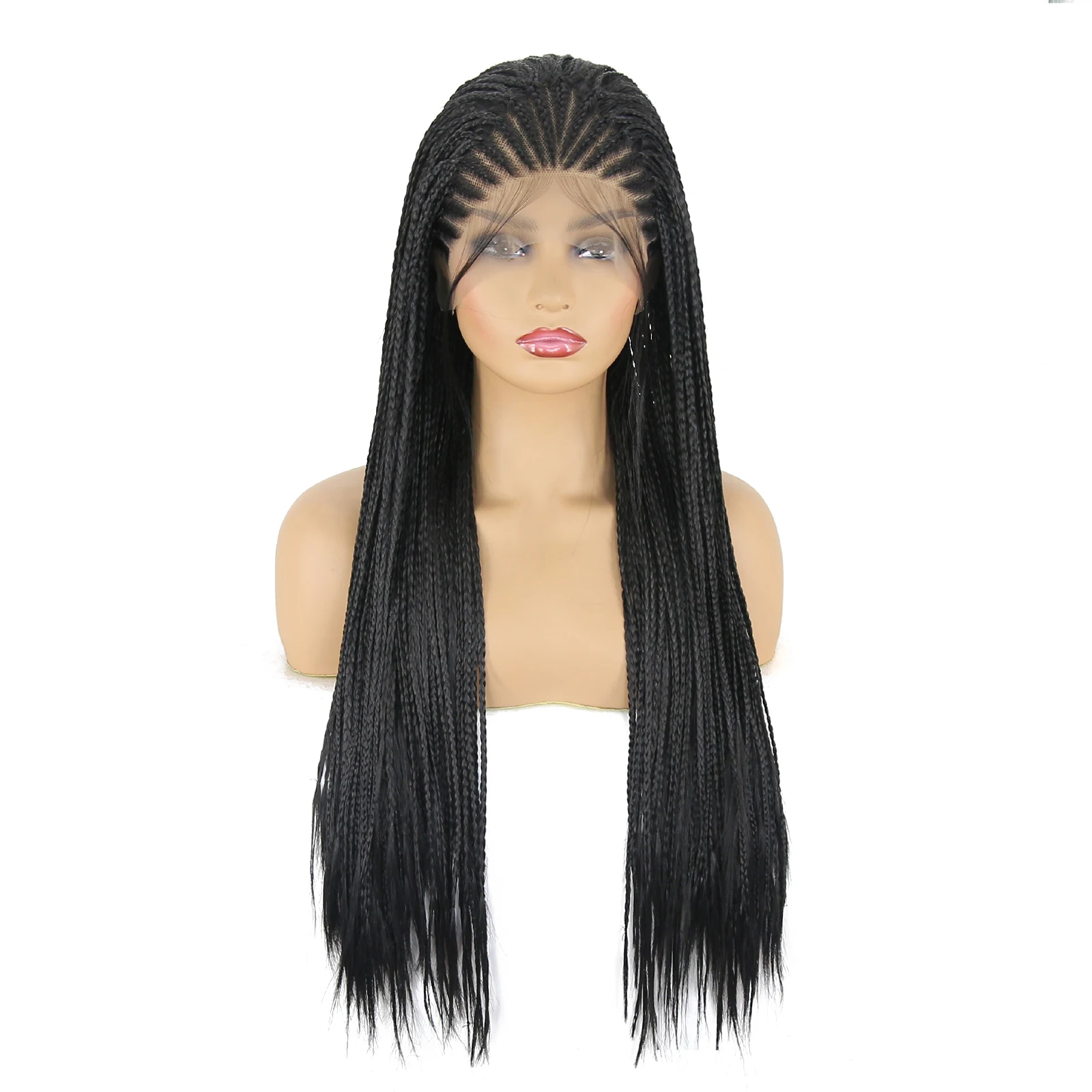 

Thiswig Lace Front Box Braided Wigs for Women Black Braided Wig with Baby Hair Synthetic Lace Frontal Cornrow Braided Hair Wigs