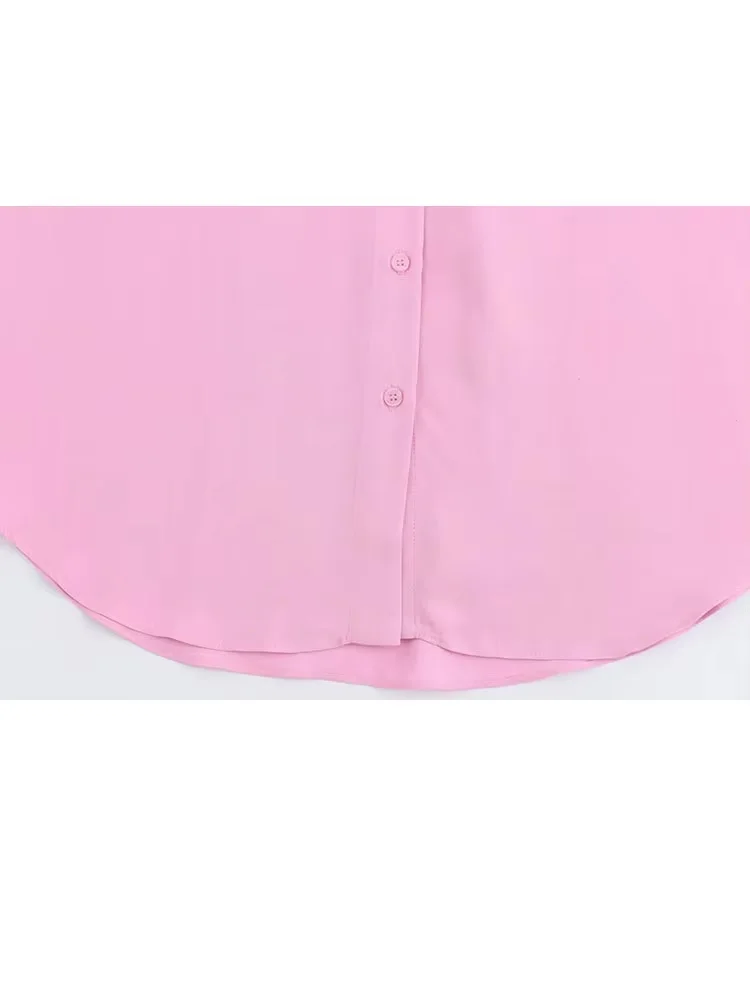 HH Women\'s Set Pink Turn Down Coller Half Sleeves Single Breasted Shirts+Mid-Waist Lace-Up Wide Leg Pants Women Fashion Suit