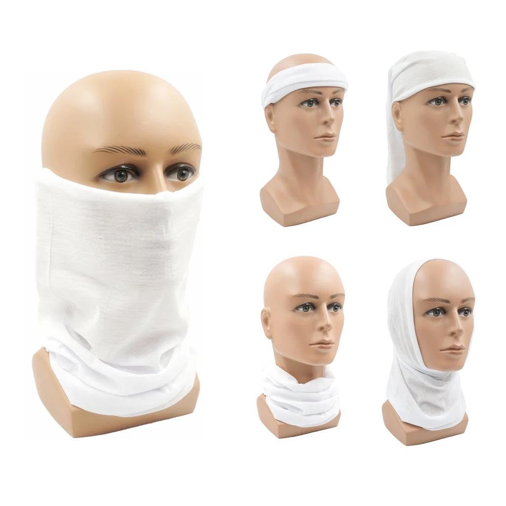 White Cycling Fishing Headband Outdoor Seamless Bandanas Mask Hiking Neck Warmer Gaiter Face Shield Scarf Men Women Balaclava