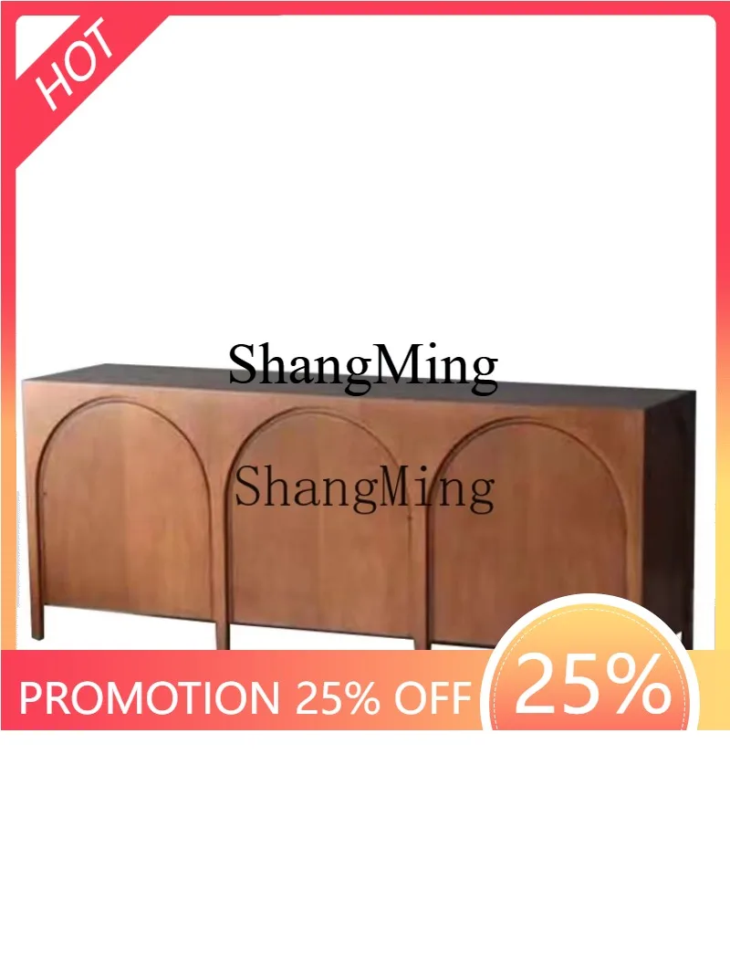

ZYY retro home living room wood dining side cabinet simple modern arch storage storage porch cabinet