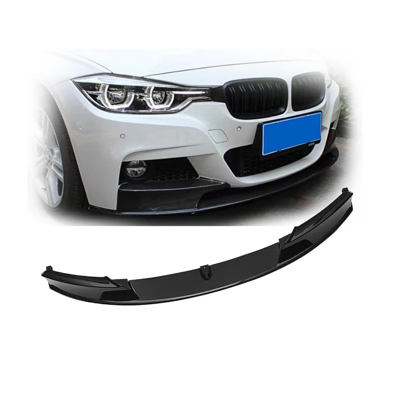 Black Lower Lip Front Bumper Protect Front Skirt Spoiler For BMW 3series F30 MP Wrap Angle Body Kit